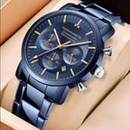 Men's Black Multi-Hand Quartz Watch - Waterproof, Calendar