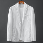 Men's White Linen Slim Fit Blazer | Aladinae