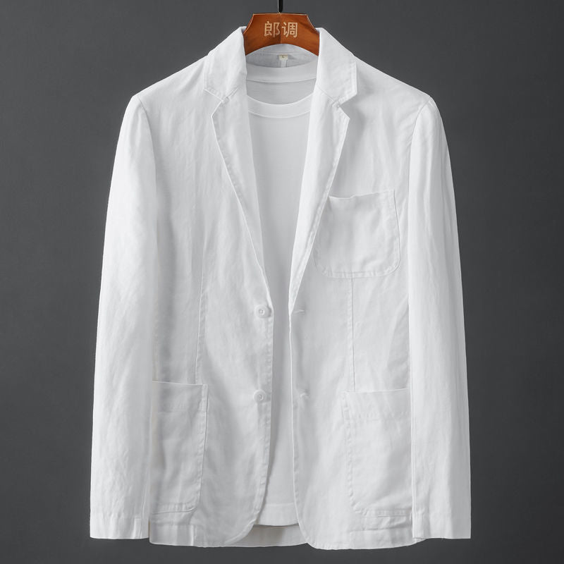 Men's White Linen Slim Fit Blazer | Aladinae