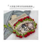 Cross-border rose bouquet blanket bucket bag handmade crochet knitting material kit wool knitting crossbody bag handmade crochet