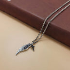 Angel Wing Pendant S925 Sterling Silver Trendy Personality Men and Women Cross Wings Fashion Black Diamond Small Pendant Trend