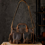 Original Handmade Crazy Horse Cowhide Men's Bag Head Layer Cowhide Shoulder Messenger Bag Genuine Leather Messenger Bag Handbag Travel Bag