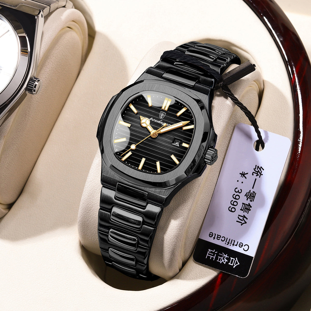 Women's Two-Tone Blue Quartz Watch - Square Dial