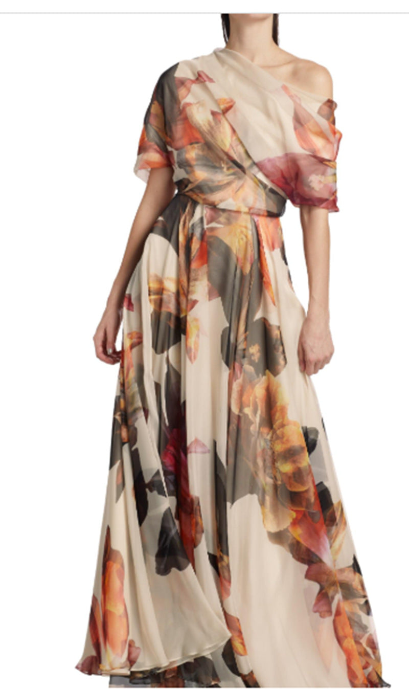 2025 Cross-Border Summer New European and American Bohemian Resort Style Lace-up Lolita Full Skirt Printed Dress