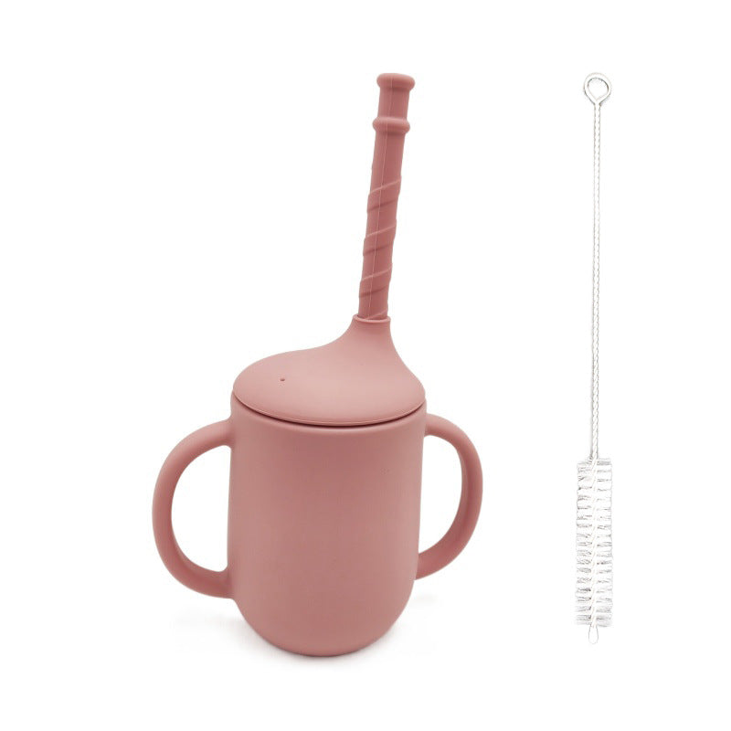 Amazon cross-border creative new product silicone baby learning drinking cup with straw leak-proof and drop-proof ready-to-stock milk powder cup