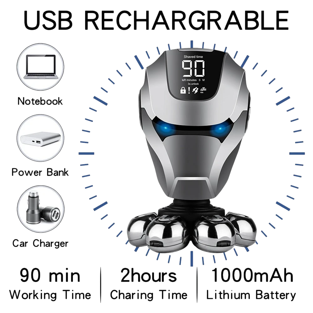 Hiena 7-Blade Electric Shaver – Rechargeable Bald Head Razor | Aladinae