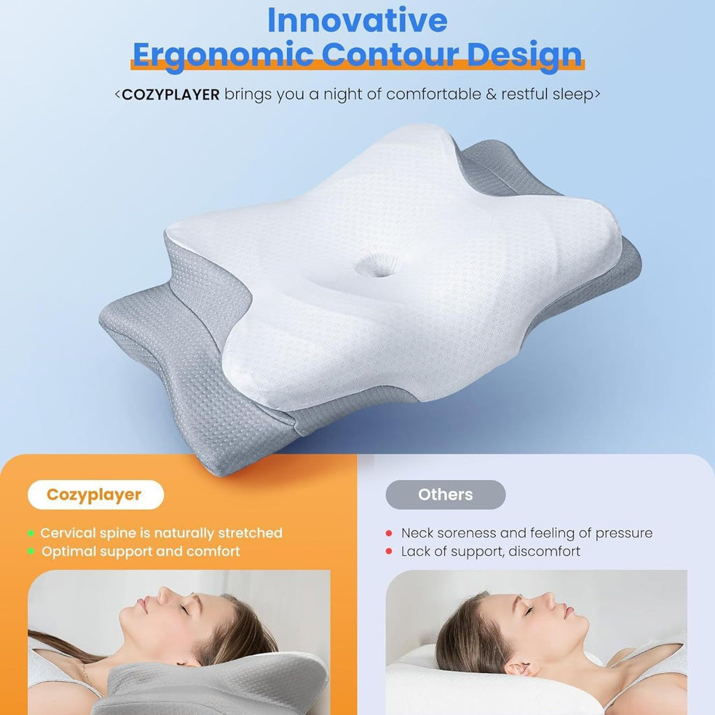 Amazon butterfly-shaped pillow for neck support, deep sleep, pressure relief, side sleeping, slow rebound memory foam pillow for cervical spine.