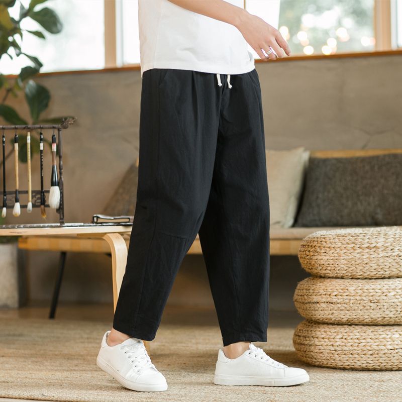 Men's Cotton Linen Cropped Trousers – Ethnic | Aladinae