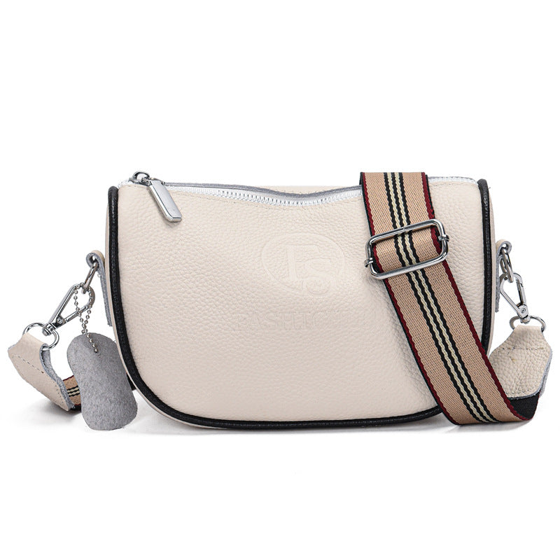 first-layer cowhide saddle bag women  leather shoulder bag wide shoulder strap Messenger bag