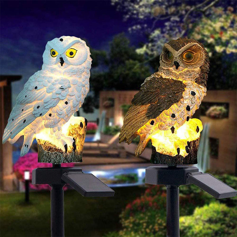 Amazon Solar Animal Statue Ornaments Outdoor Garden Statue Courtyard Landscape Decoration Owl Light Ground Plug