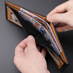 Men's Black Horizontal Wallet - Zipper, PU Leather