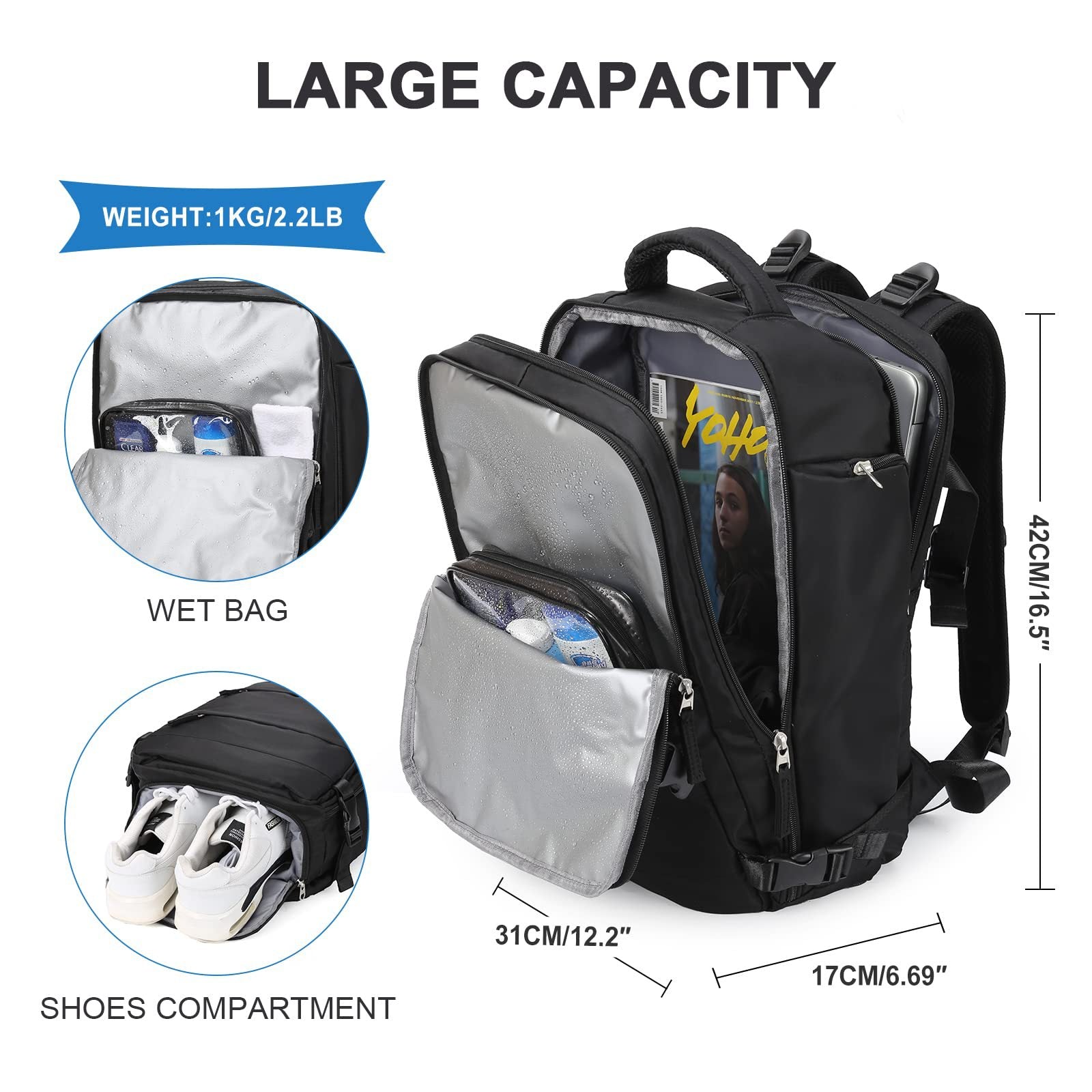 Spot Amazon waterproof travel bag backpack USB luggage school bag travel toiletries set fashion wholesale