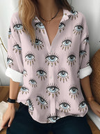 Cat cross-border Amazon European and American women's 3D printed floral pattern long-sleeved shirt women's fashion tops