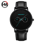 Men's multifunctional waterproof quartz watch top layer cowhide watch student trend niche brand ins business watch