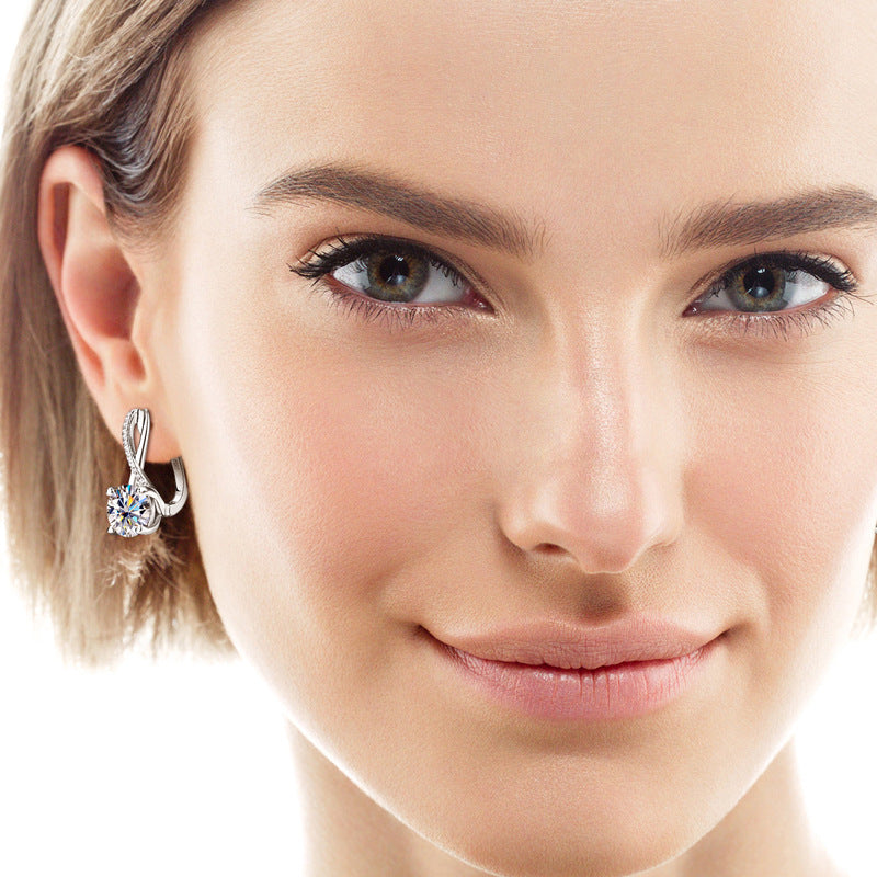 Cross-border new fashion versatile moissanite diamond earrings earrings for women high-end S925 sterling silver earrings wholesale ear buckles