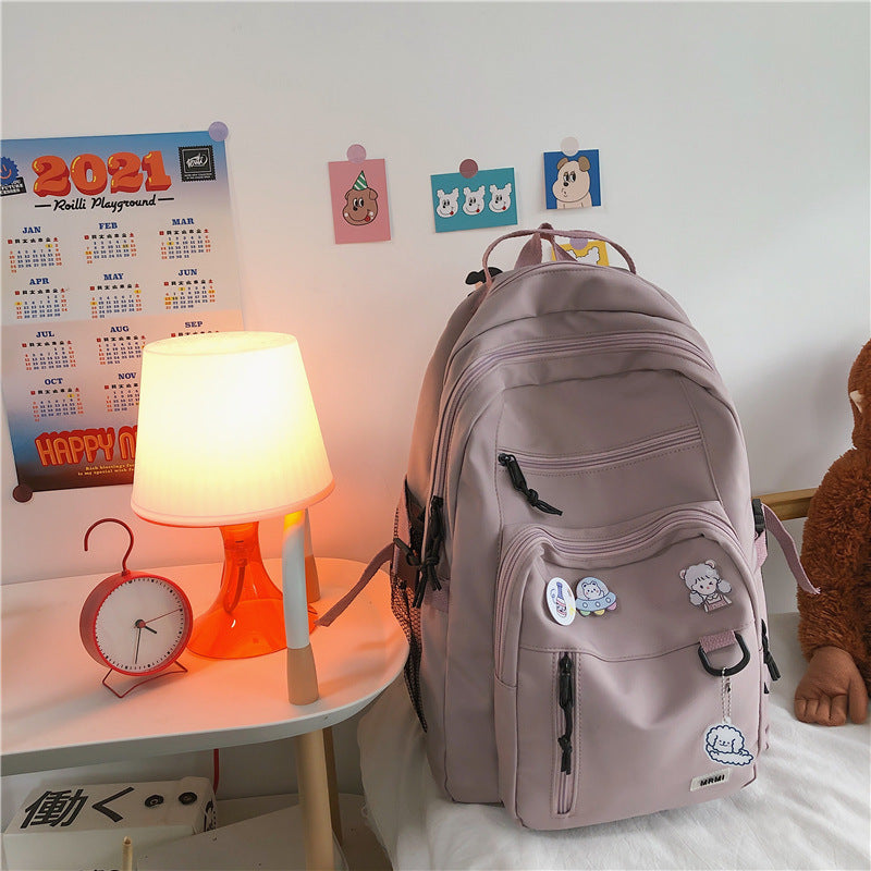 Large capacity multi-pocket schoolbag female college student backpack 15.6 inch computer bag junior high school high school campus backpack