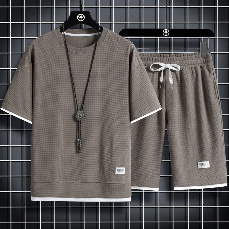 Men's Waffle Knit Casual Set – Shirt & Shorts | Aladinae