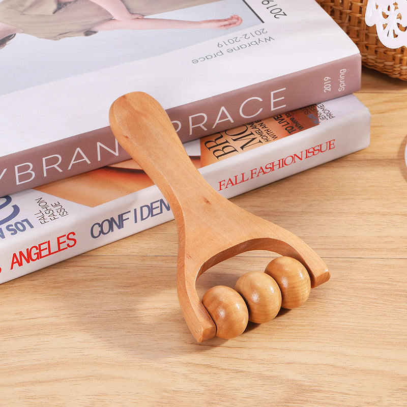 Factory direct supply wooden massager wholesale manual roller massage tool portable meridian dredging massager