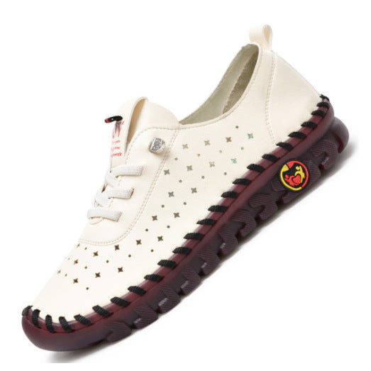 Cross-border explosive style handmade tendon soft sole mother shoes women's 2022 spring and summer new independent station flat single shoes casual shoes