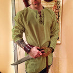 Men's Black Cotton Linen Long Sleeve Shirt | Aladinae