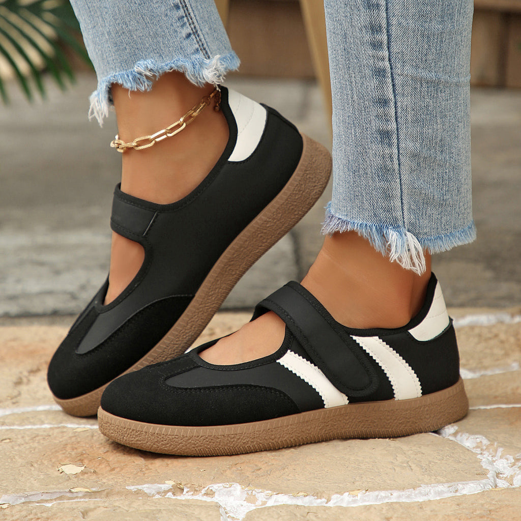 Women's Beige Flat Sneakers - Low-Top, Lace-Up
