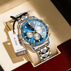 Men's Blue Chronograph Watch - Steel Strap, Quartz