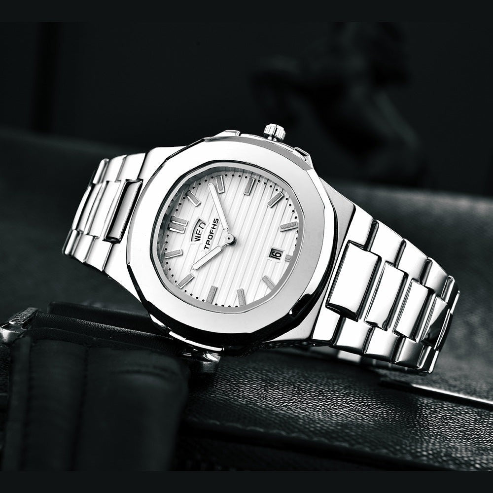 Men's Blue Dual Calendar Steel Watch | Aladinae