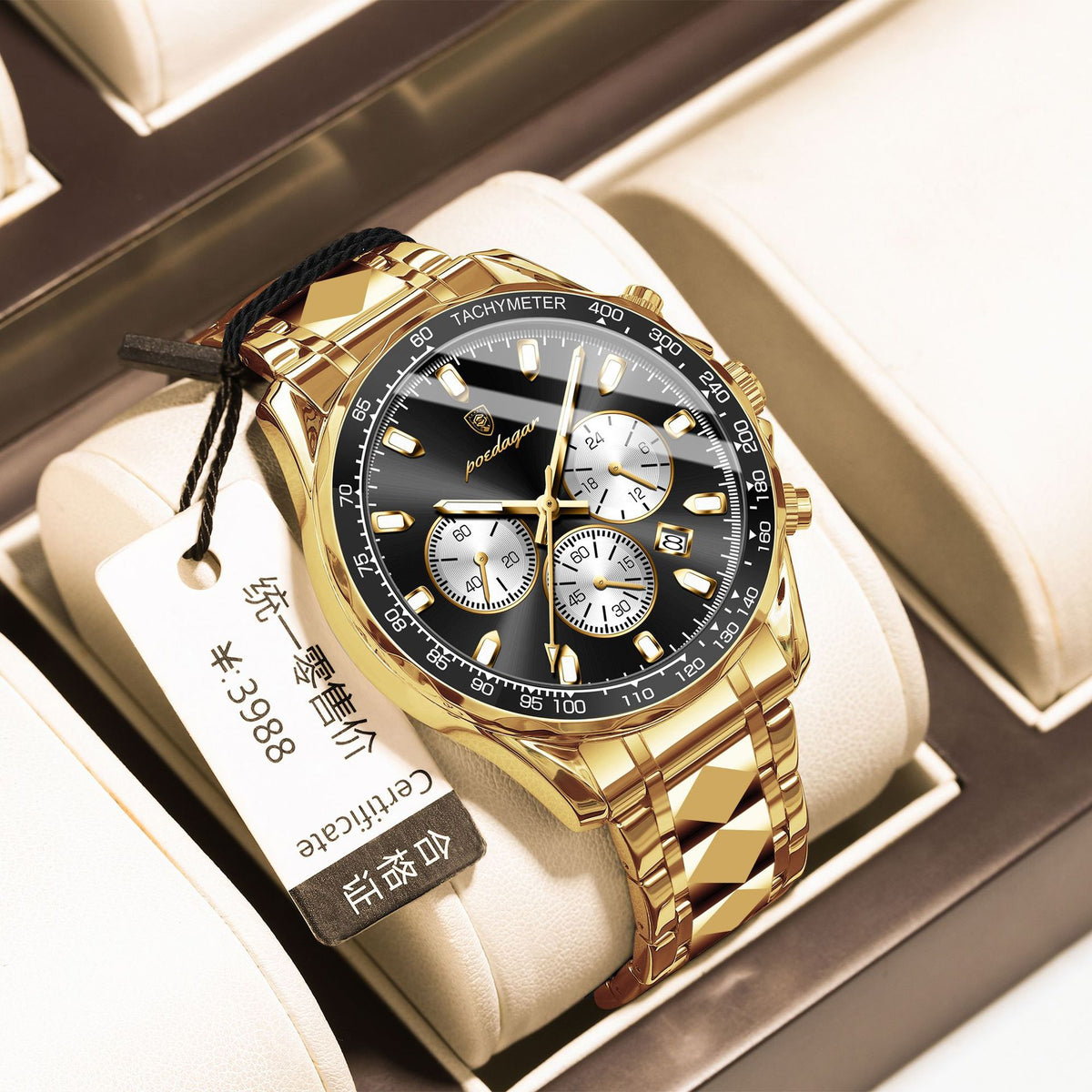 Men's Two-Tone Blue Quartz Watch - Waterproof, Steel Strap