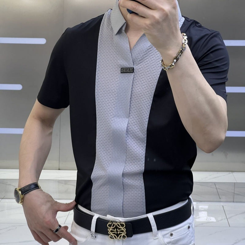 Men's Black & White Color Block Shirt – Slim | Aladinae