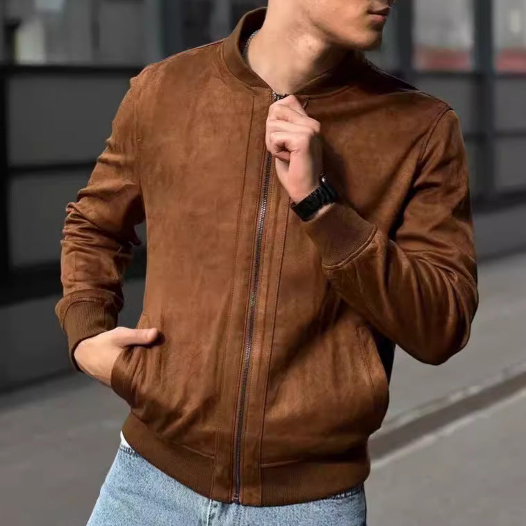 Men's Suede Zip Jacket – Slim Fit | Aladinae