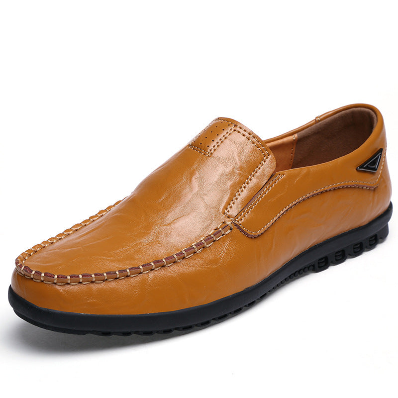 Men's Black Leather Slip-On Casual Shoes | Aladinae