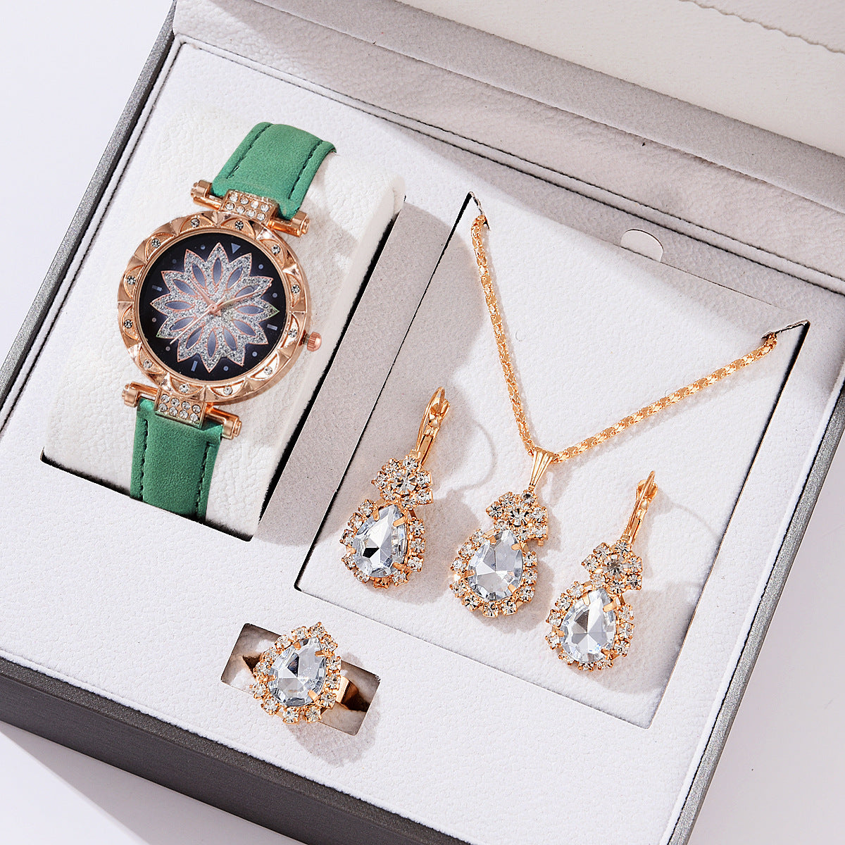 Women's White Watch and Bracelet Set - Quartz