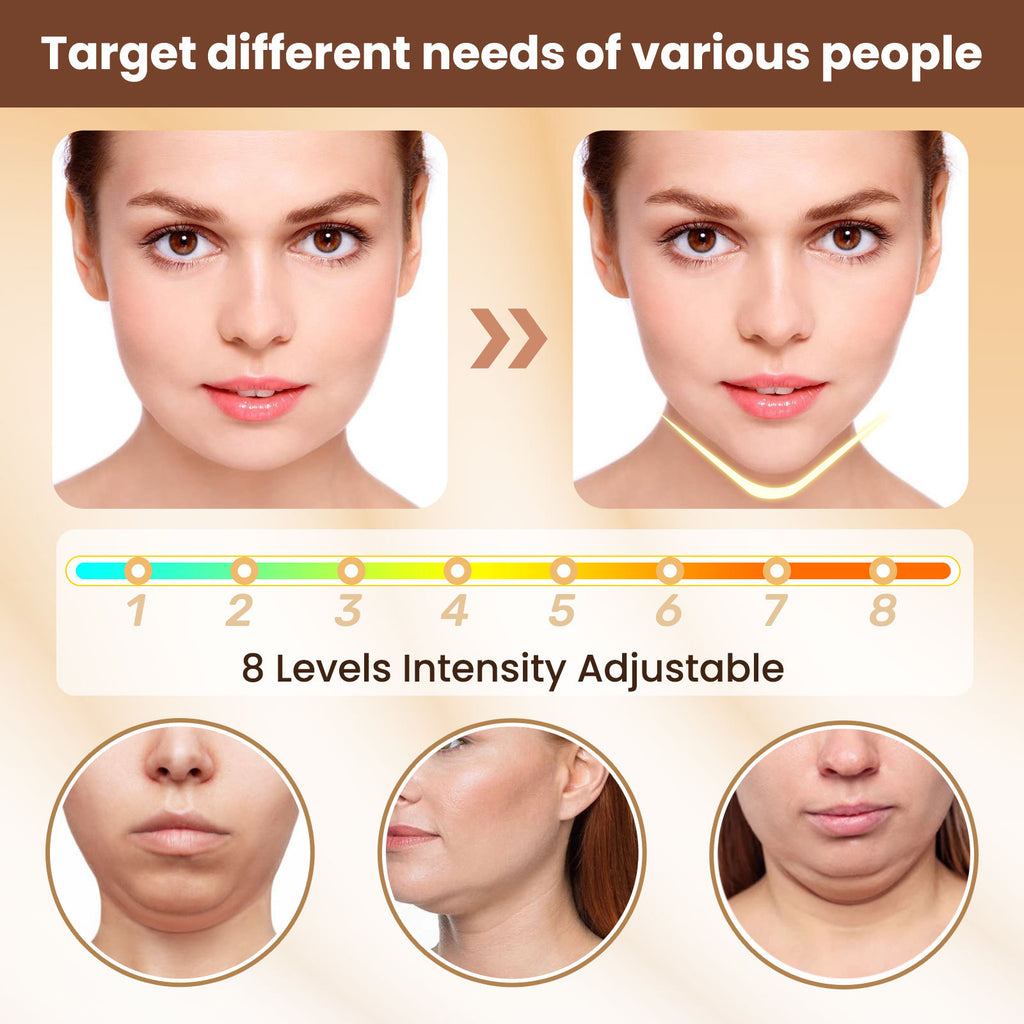 6-mode 8-level microcurrent EMS face slimming device, V-shaped facial massage, kneading, acupuncture, hammering, lifting, acupressure. (Cross-border product)
