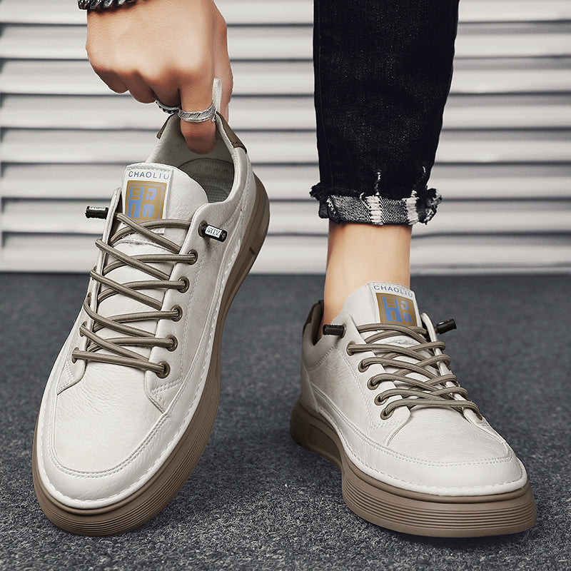 Men's Beige Slip-On Leather Casual Shoes | Aladinae
