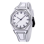 Black Silicone Quartz Watch - Large Dial, Waterproof