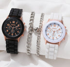 Women's White Heart-Design Quartz Watch - Silicone Strap