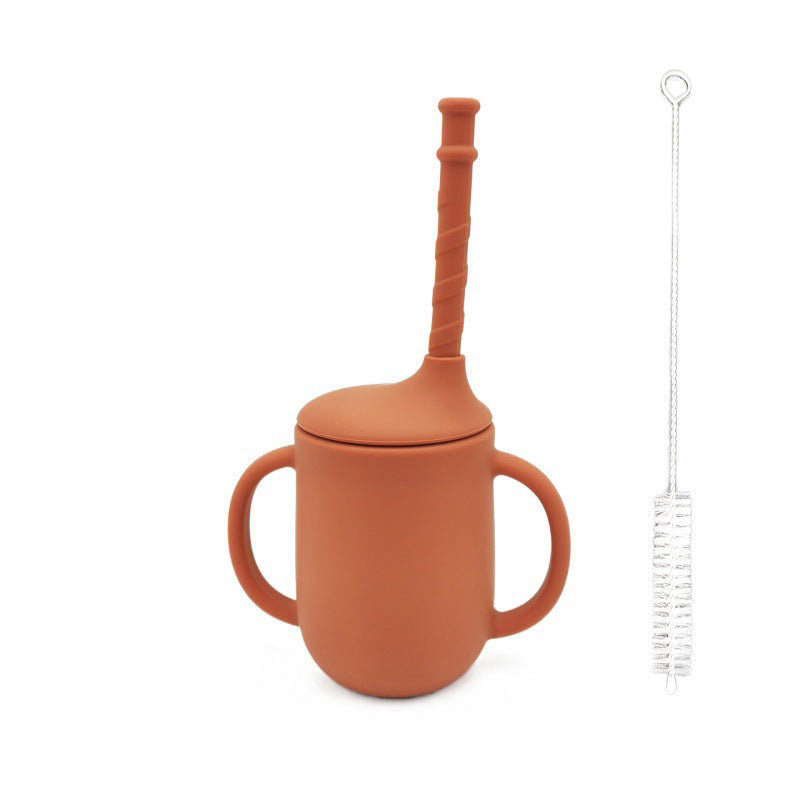 Amazon cross-border creative new product silicone baby learning drinking cup with straw leak-proof and drop-proof ready-to-stock milk powder cup
