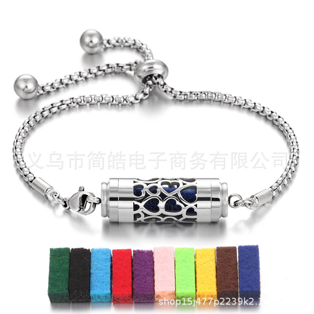 Stainless steel aromatherapy bracelet bracelet essential oil perfume diffuser bracelet adjustable titanium steel bracelet couple jewelry