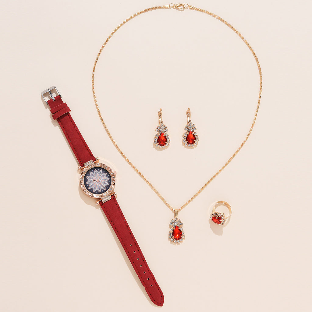 Women's White Watch and Bracelet Set - Quartz
