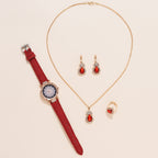 Women's White Watch and Bracelet Set - Quartz