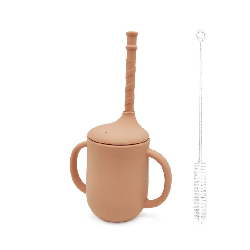 Amazon cross-border creative new product silicone baby learning drinking cup with straw leak-proof and drop-proof ready-to-stock milk powder cup
