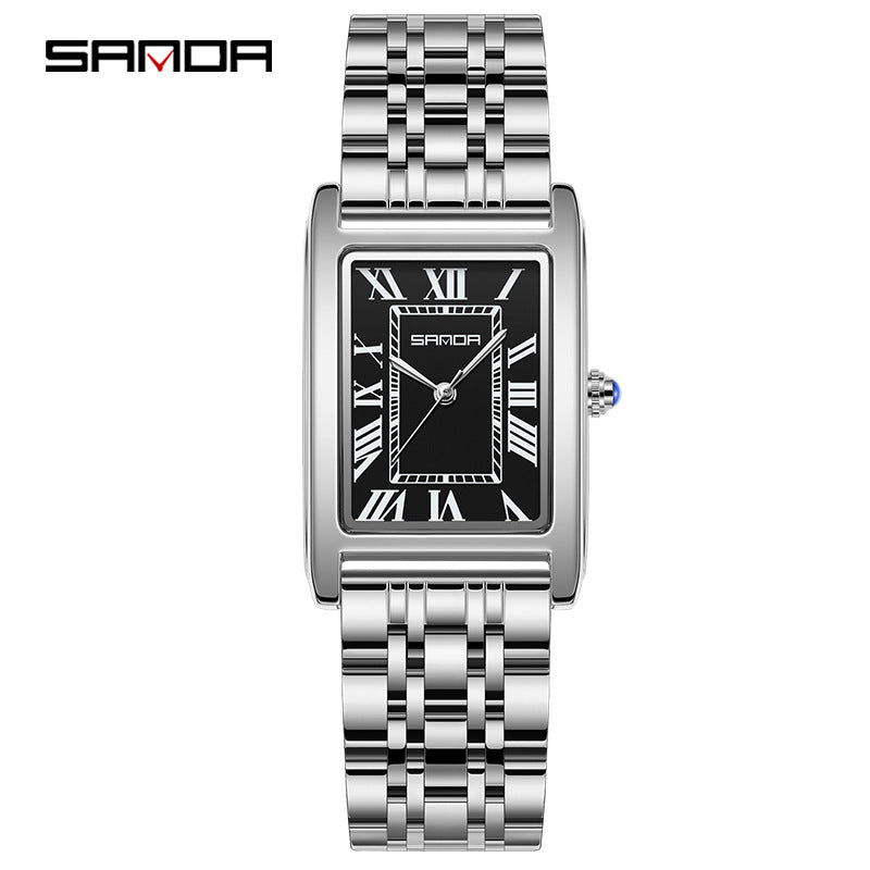 Men's Coffee Silver Rectangular Watch - Roman Numerals