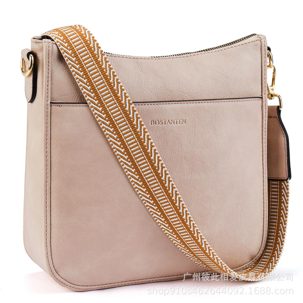 Amazon European and American retro solid color matching shoulder bag messenger bag webbing messenger bag shoulder strap large capacity multifunctional