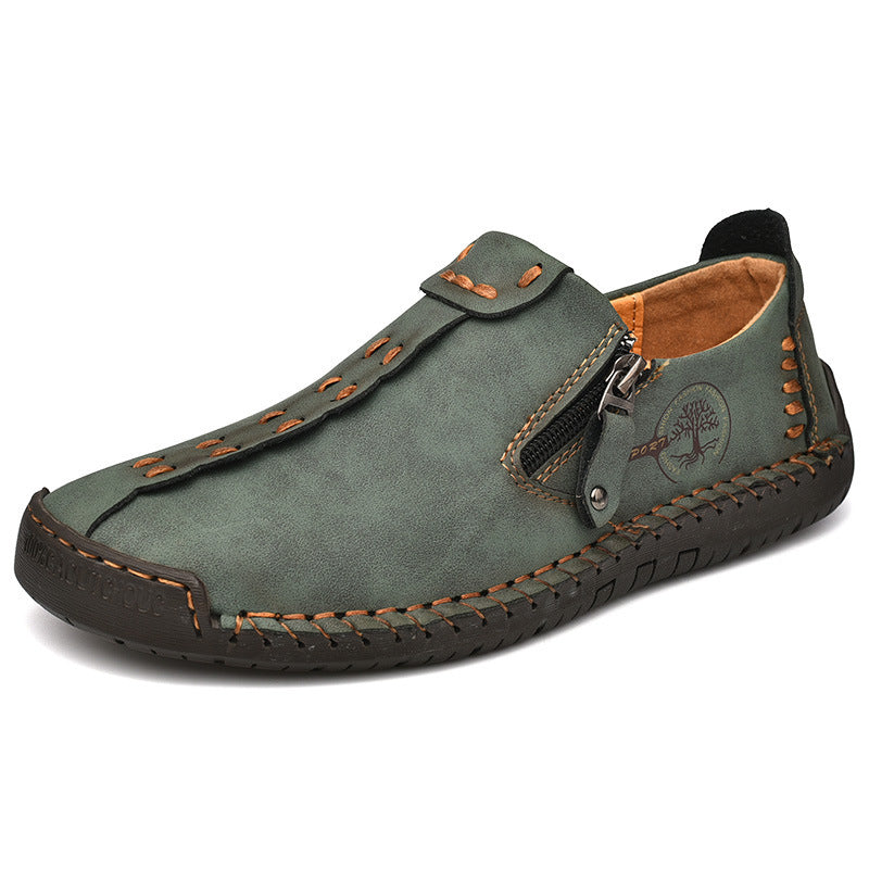 2023 Cross-border New Men's Casual Leather Shoes Foreign Trade Large Size Slip-on Doudou Shoes Men's Breathable Handmade Lazy Shoes