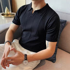 Men's Slim Fit Business Polo Knit Shirt | Aladinae