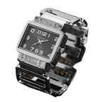 Women's Gold Silver Rectangular Dial Watch - Bracelet Style