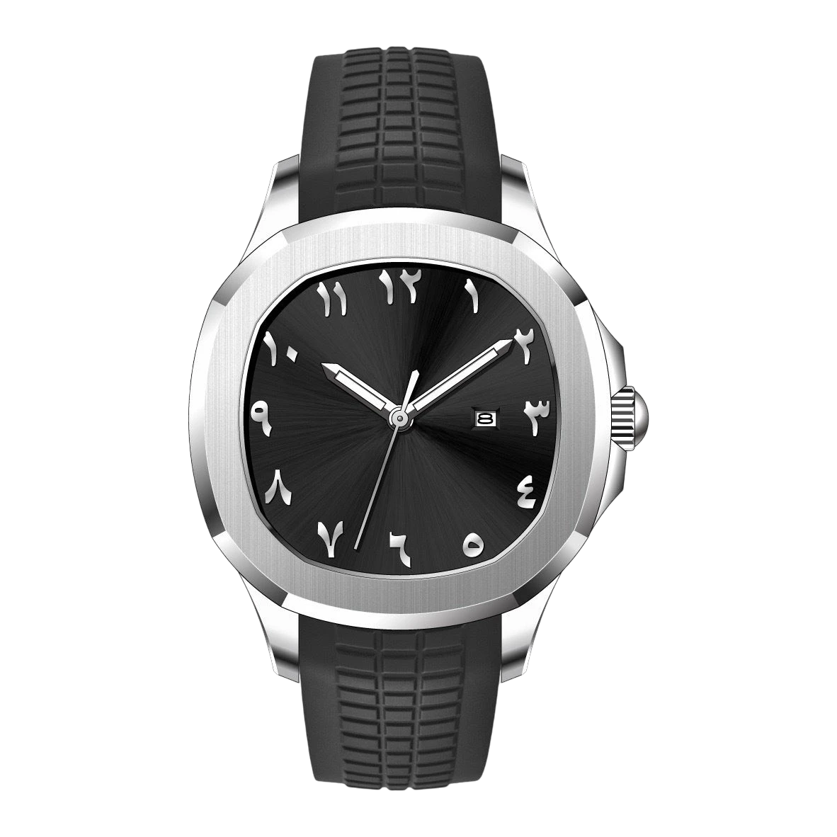Men's Arabic Dial Sports Watch – Silicone Strap & Quartz | Aladinae