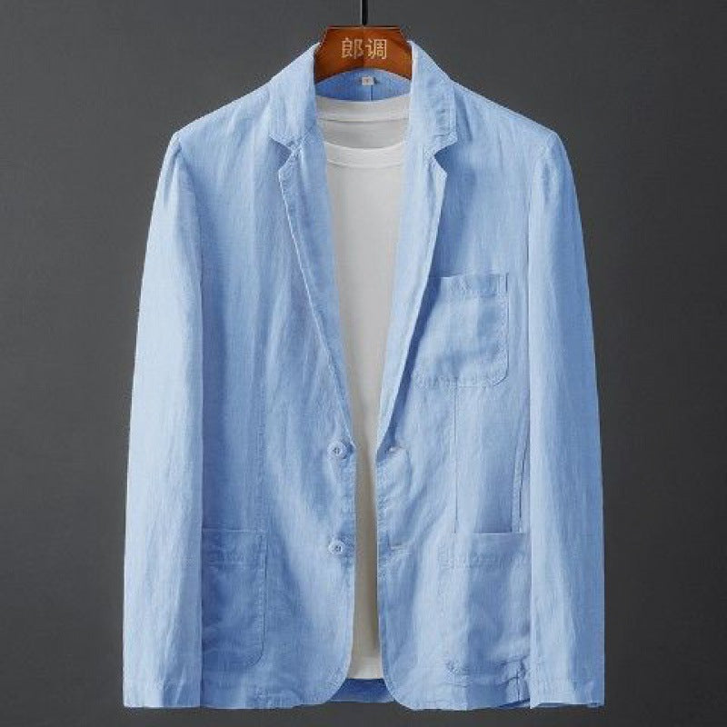 Men's White Linen Slim Fit Blazer | Aladinae
