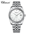 Men's Silver White Dial Quartz Watch - Calendar, Waterproof