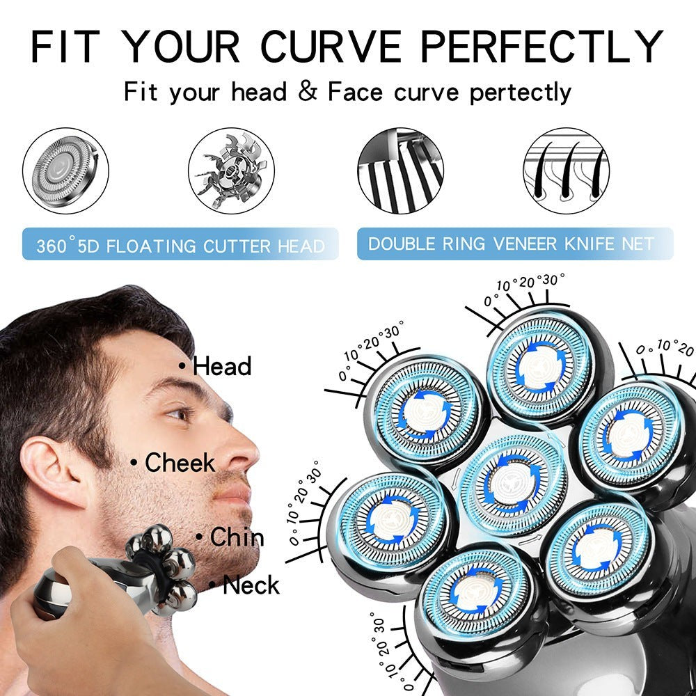 Hiena 7-Blade Electric Shaver – Rechargeable Bald Head Razor | Aladinae